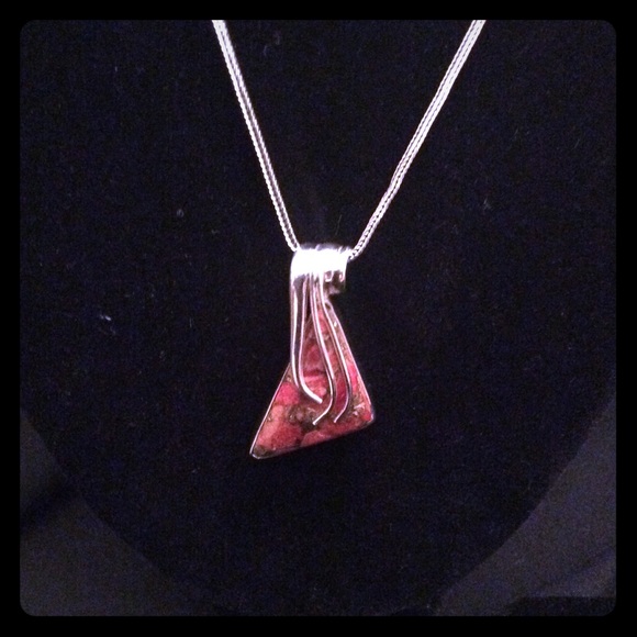 Red copper turquoise necklace in 925 SS - Picture 1 of 2